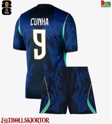 Brasilien Matheus Cunha #9 Borta Kläder Barn VM 2026 Kortärmad (+ Korta byxor)